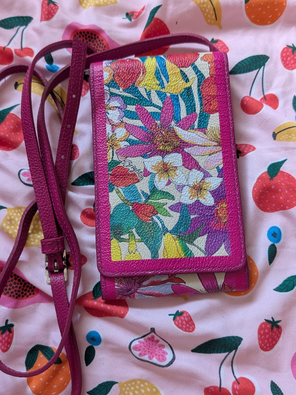 Brighton Pink Floral Crossbody Wallet